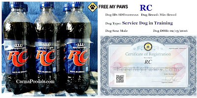 6 pack of RC bottles registered as Service Dog in training