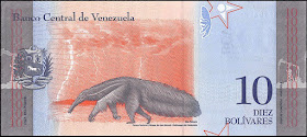 Venezuela Currency 10 Bolivares Soberanos banknote 2018 Giant anteater
