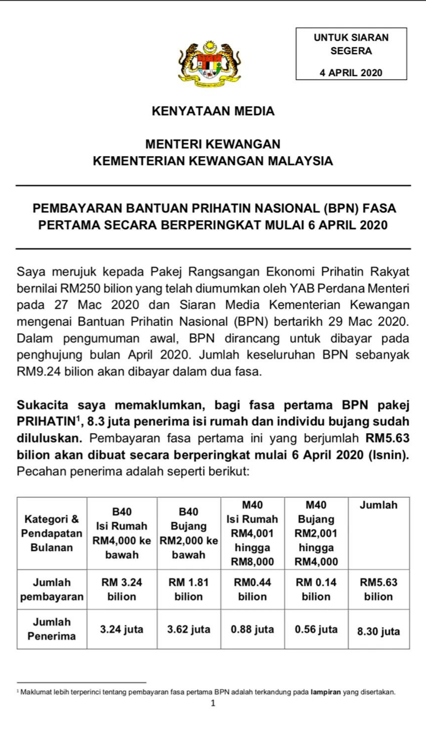 Jadual Pembayaran Bantuan Prihatin Nasional Bpn Fasa Pertama Layanlah Berita Terkini Tips Berguna Maklumat