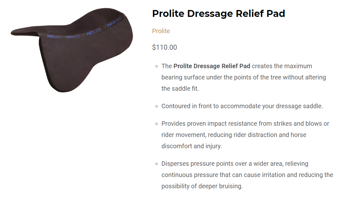 Equinpilot Product Review Prolite Dressage Relief Pad
