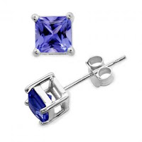 Princess Tanzanite Stud Earrings 