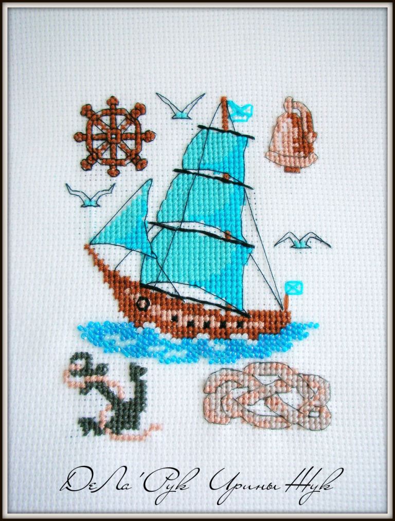 вышивка кораблик