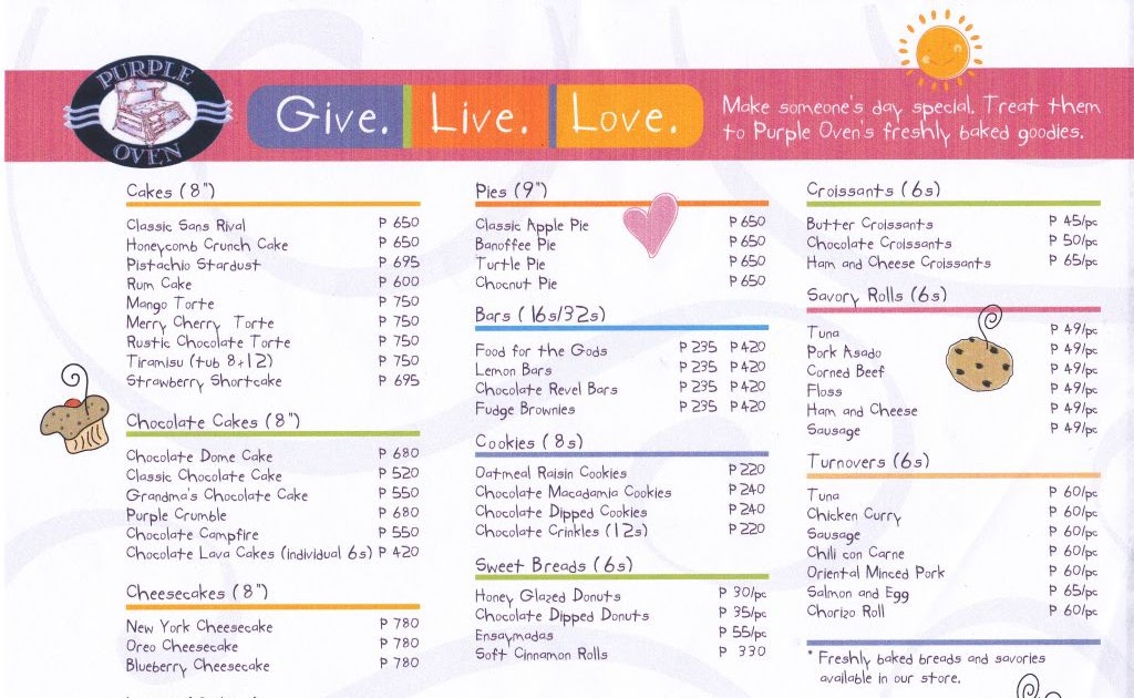 Menus in Manila: Purple Oven Menu