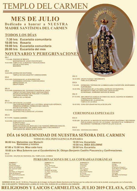 Inician festejos en honor de la Virgen de El Carmen, en Celaya | Diócesis  de Celaya