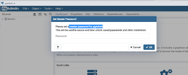 pgAdmin master password