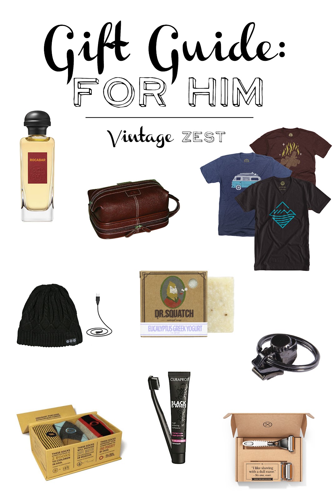 Gift Guide for Him on Diane's Vintage Zest! #giftguide #holiday #shopping #presents #gifts #men