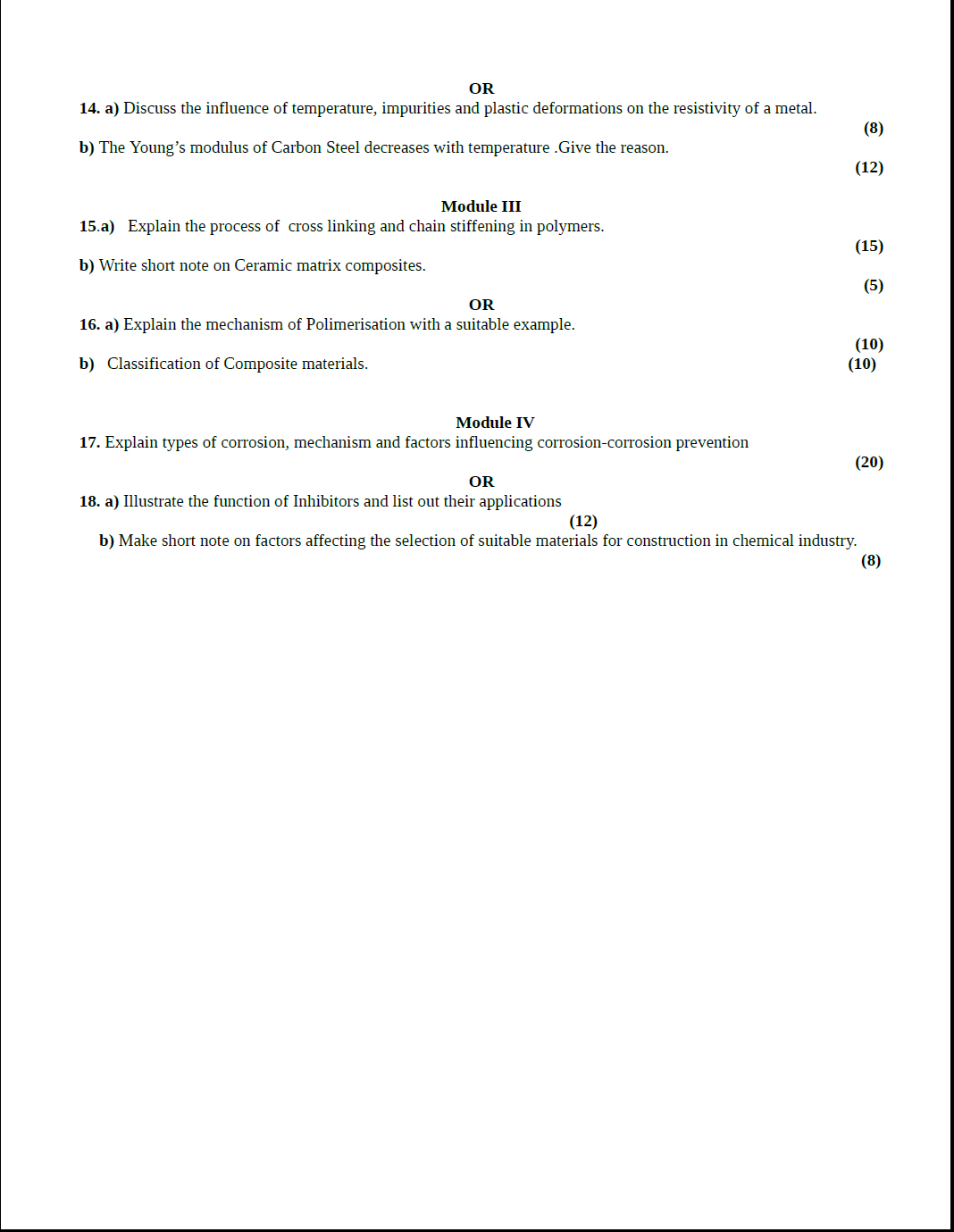 Kerala University B tech Material Science (H) 2016 Question Paper