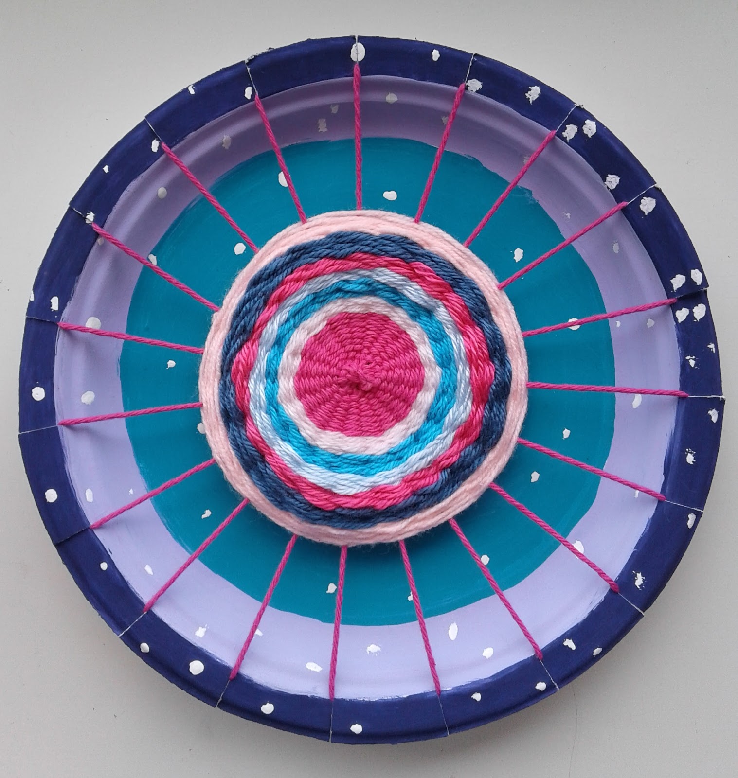 a faithful attempt Painted Paper Plate Yarn Weaving