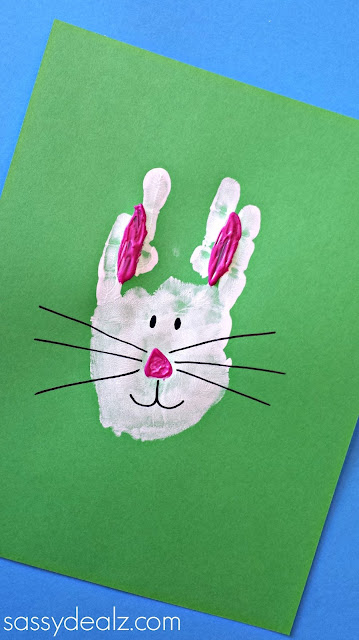 Easter bunny handprint craft idea for kids