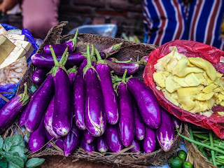 Solanum Melongena Fruits And Other Vegetables Sold In Traditional Market At Seririt, North Bali, Indonesia