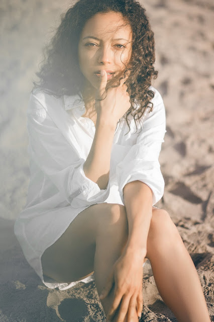 Mixed girl at the beach