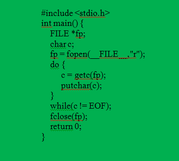 C Program to Display its own Source Code as Output.