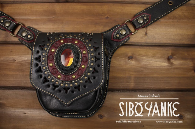 Waist Bag -Festival Belt-Leather Utility Belt-Leather Hip Belt-Belt Bag-Waist Bag with Turquoise Stone HANDMADE by Sibo Yanke