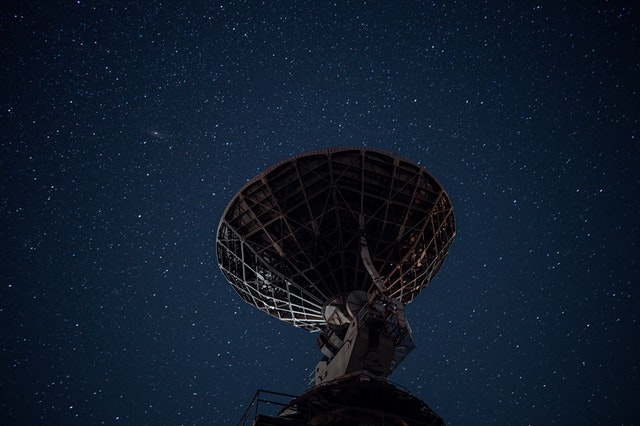 A radio waves observatory collects the radio waves emitted from space