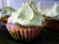Strawberry Green Tea Swirl Cupcakes