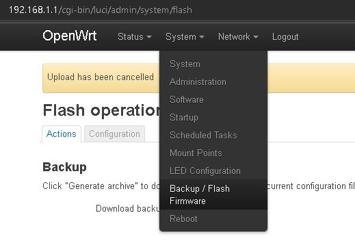Flash firmware OPENWRT Cho TP-LINK ARCHER C7