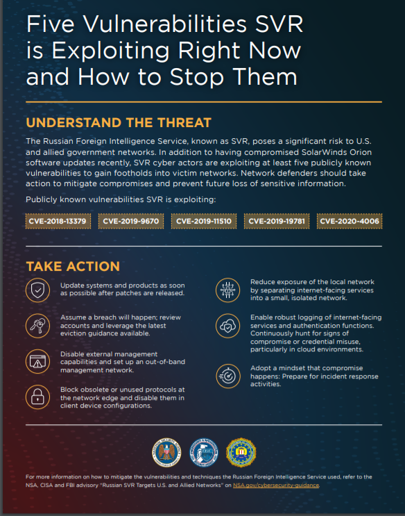 NSA Releases List of Top 5 vulnerabilities