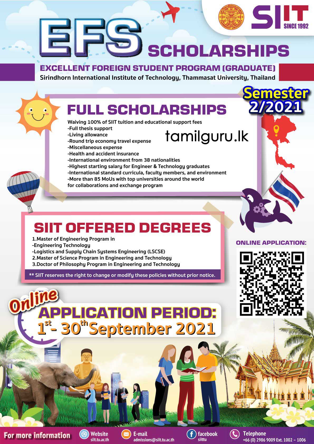 SIIT Thailand Scholarship 2022 for International Students - Graduate Scholarship Program for Excellent Foreign Students (EFS) 