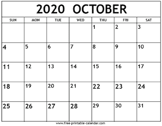 Free Printable Calendar October 2020 Free Printable Calendar October 2020
