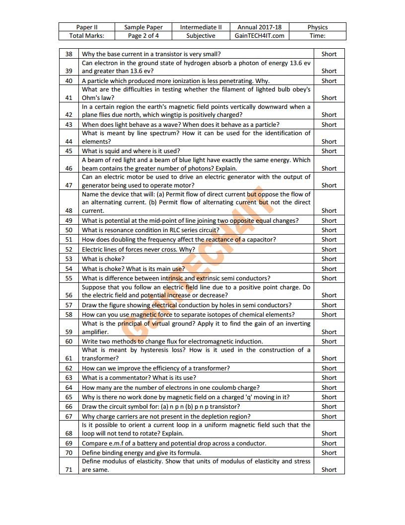 Bise lahore matric model paper 2021 image
