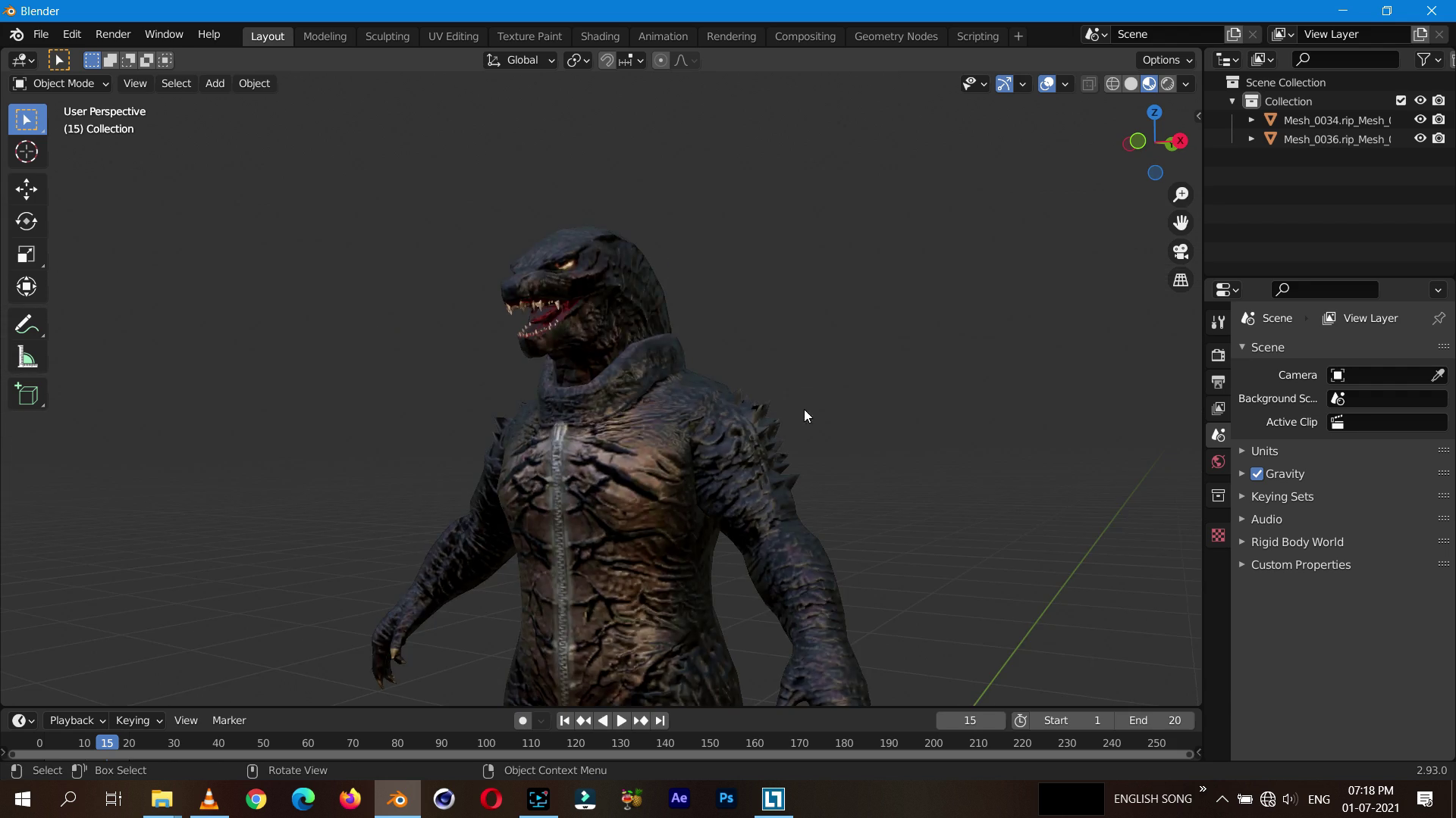 PUBG MOBILE GODZILLA SET FREE 3D MODEL