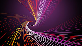Abstract Colorful Red Purple Yellow Light Geometric Lines Twisted Spiral On Purple Background