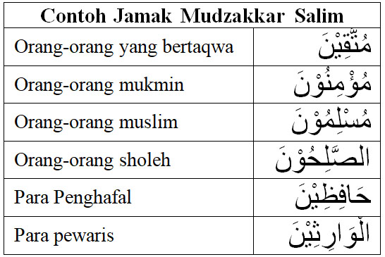 Contoh jamak mudzakkar salim dan jamak muannats salim