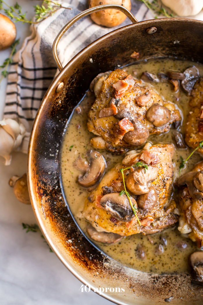 Creamy Whole30 Bacon Mushroom Chicken Thighs INSPIRED RECIPE