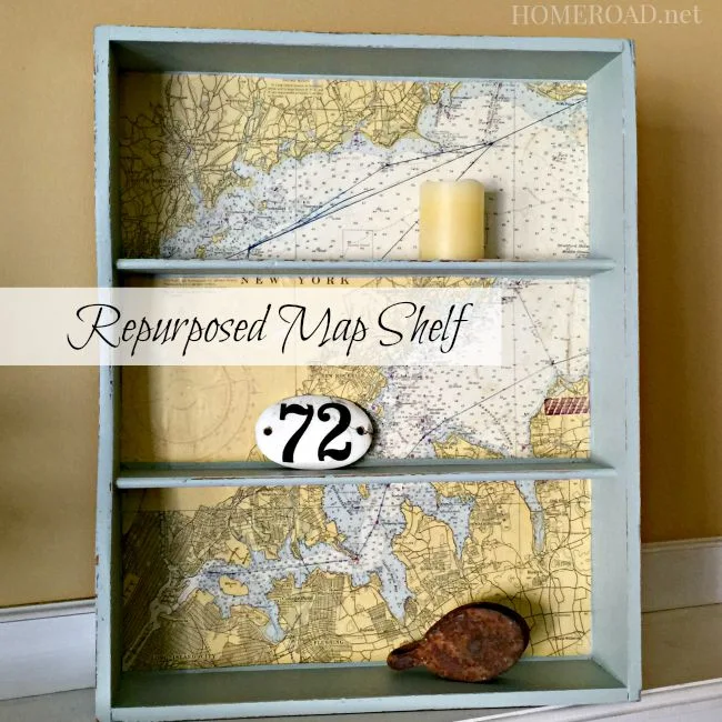 Repurposed Map Shelf www.homeroad.net