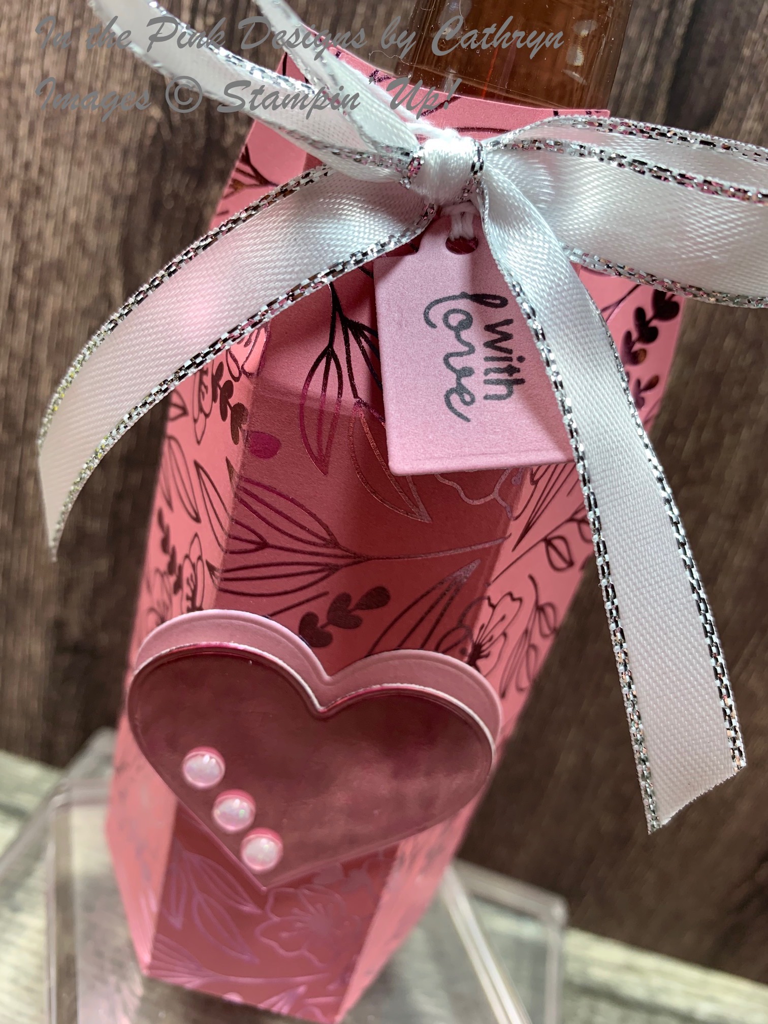 In the Pink, Designs by Cathryn MINI WINE BOTTLE BOX with LOVE YOU