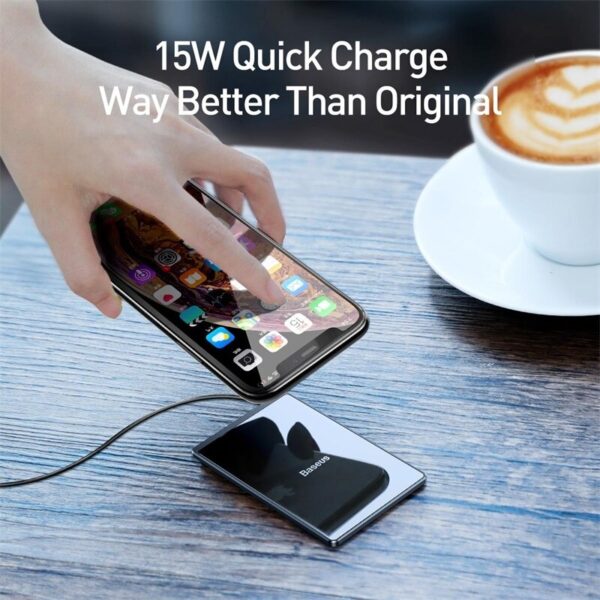 Đế sạc nhanh không dây siêu mỏng Baseus Card Ultra-thin Wireless Charger (15W, 0.3cm Portable Card Design, Qi Wireless Quick Charger with USB cable 1m)
