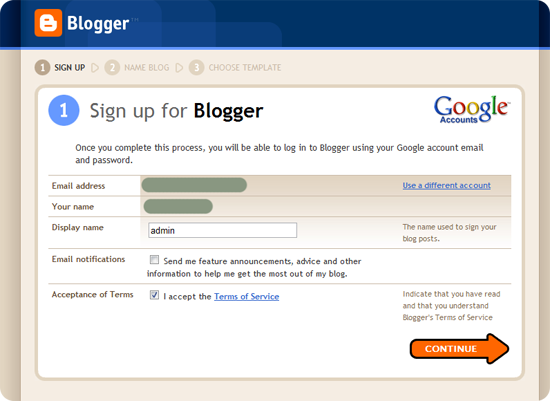 Create your blog step2