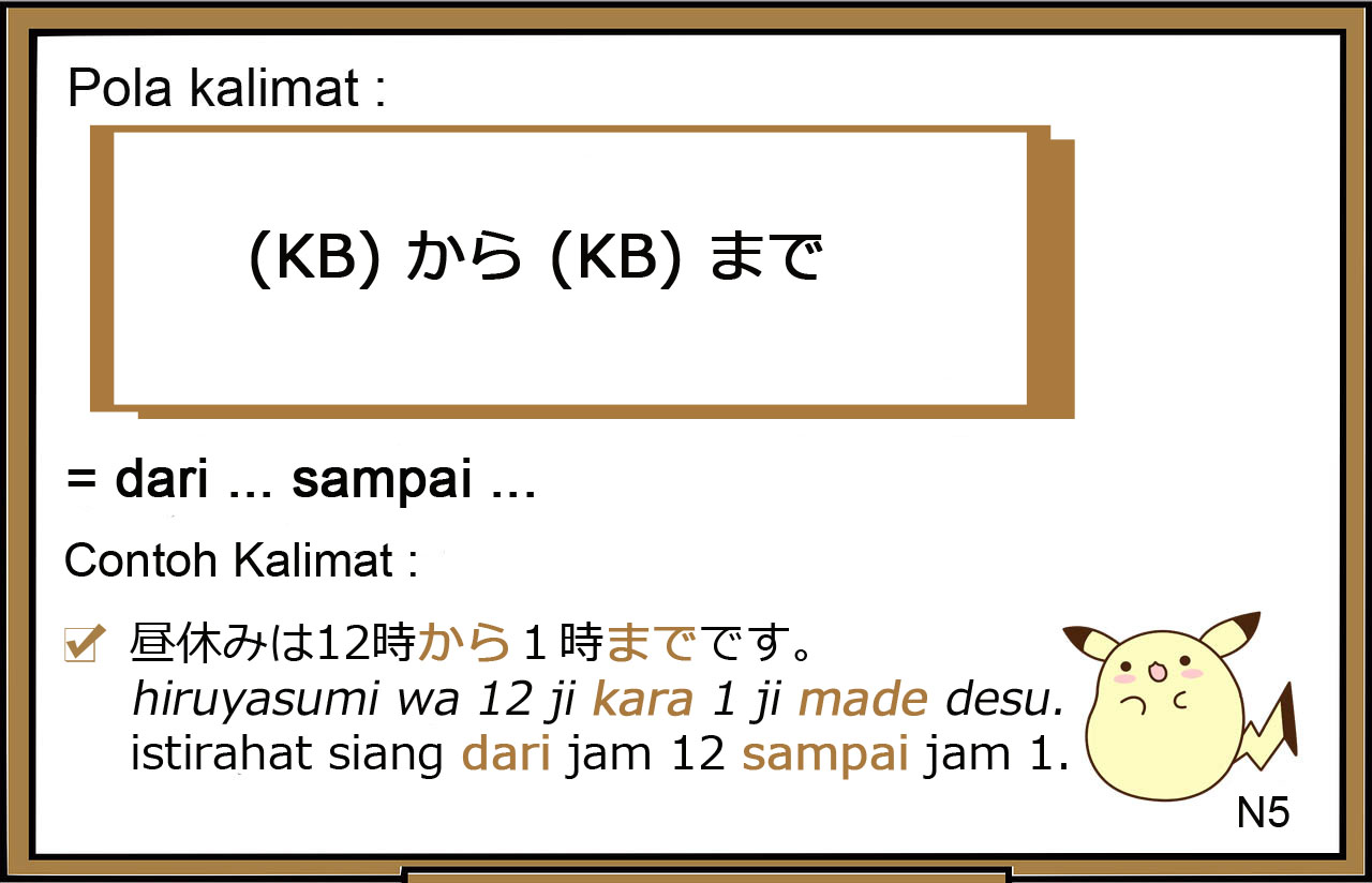 Pola Kalimat / Tata Bahasa / Bunpou / Grammar Bahasa Jepang～から ～まで ( ~ kara  ~made)