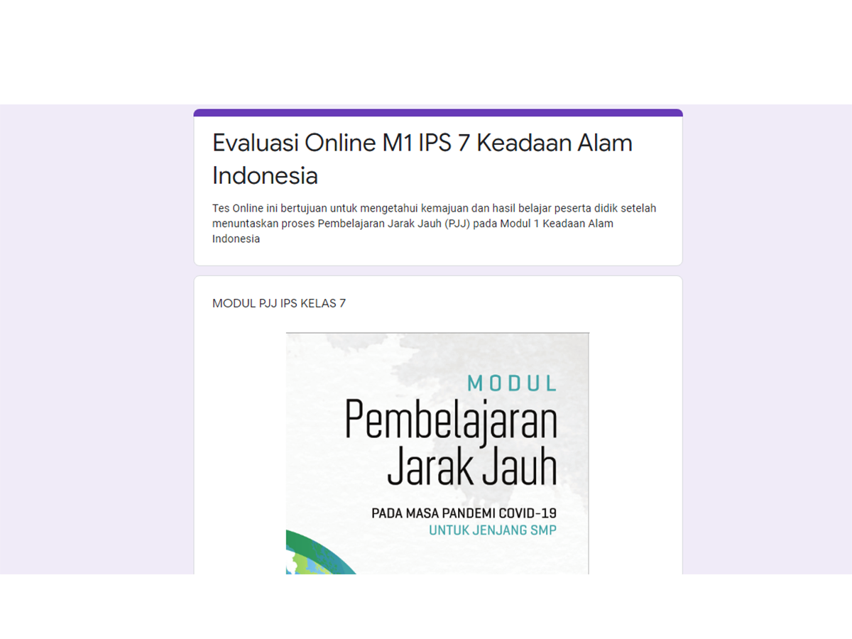 Evaluasi Online M1 IPS 7 Keadaan Alam Indonesia
