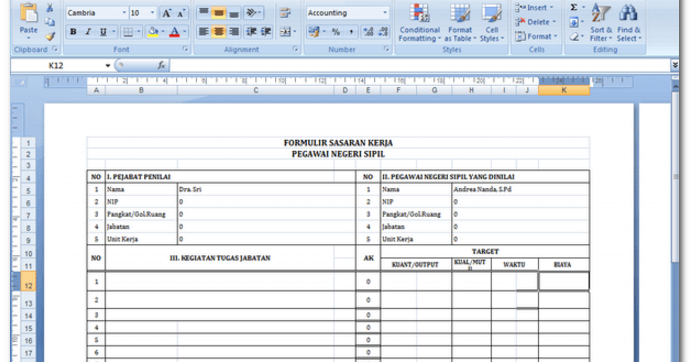Contoh SKP PNS Terbaru Format Microsoft Excel Terbaru 2016 Contoh SKP PNS Terbaru Format Microsoft Excel Terbaru 2016