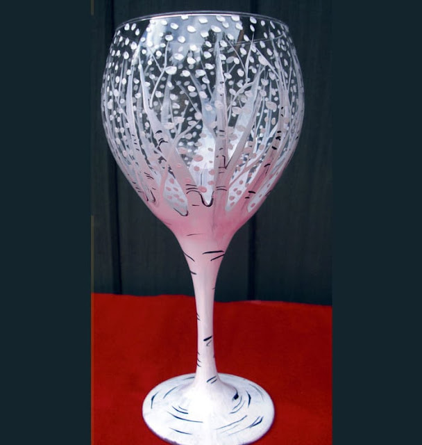 Trees hand painted wine glasses ideas