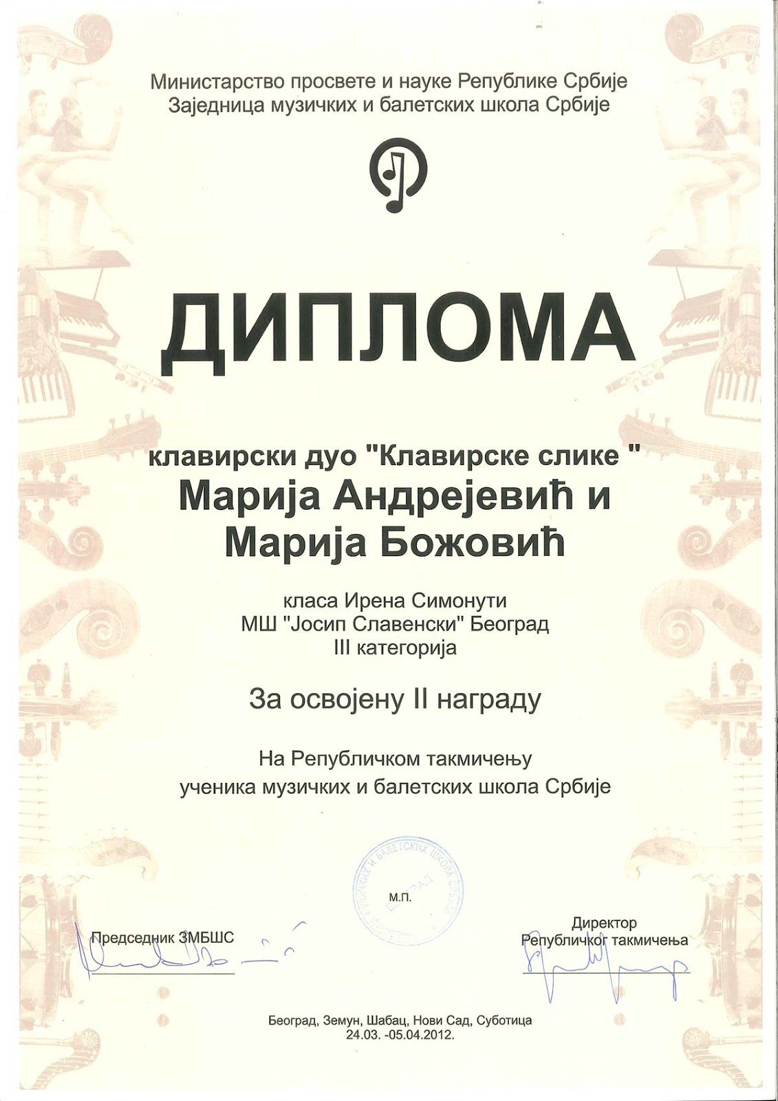 Diploma Marija Bozovic