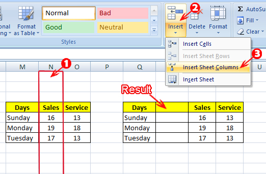 insert columns in ms excel in hindi