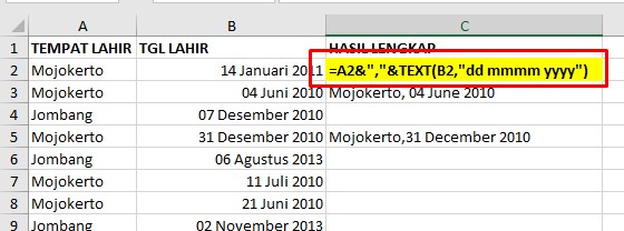 Cara Menggabungkan 2 Kolom Menjadi 1 Kolom di Excel
