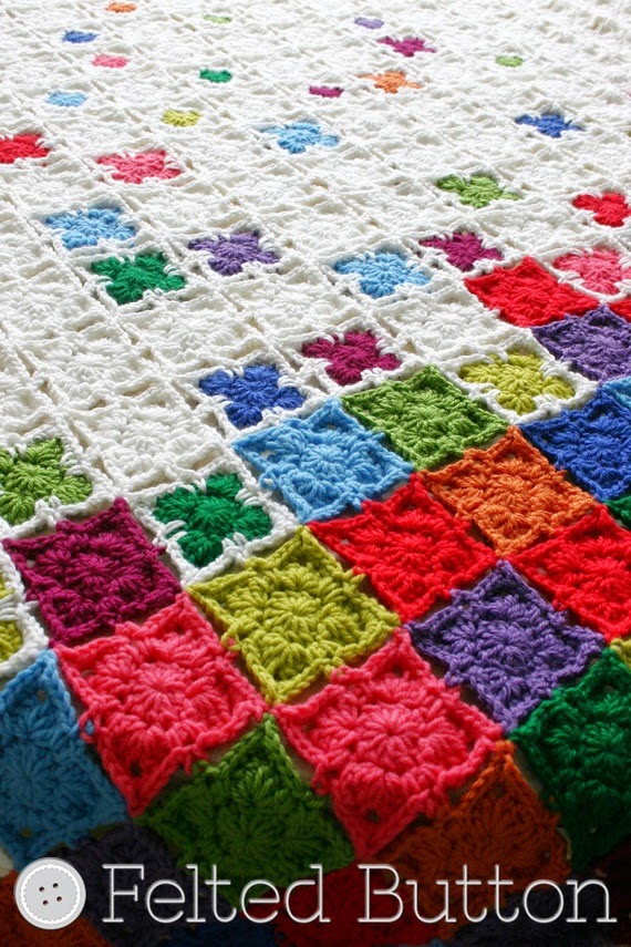 Rainbow Sprinkles Blanket Crochet Pattern by Susan Carlson of Felted Button