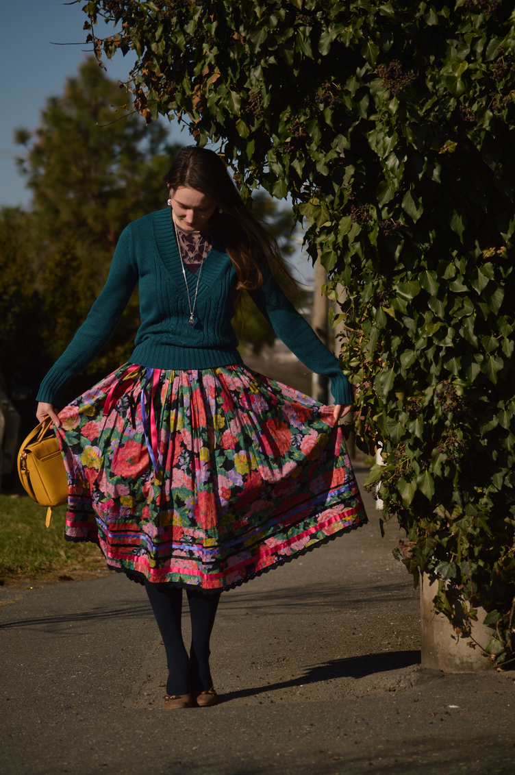 easter spring outfit, georgiana quaint, budapest vintage shop skirt, sustainable fashion, český módní blog, velikonoce