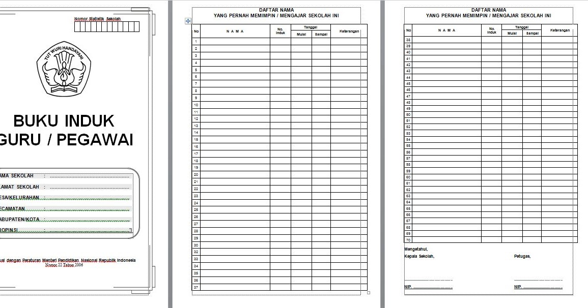 Format Buku Induk Santri