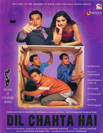 Poster Of Dil Chahta Hai 2001 Hindi 700MB BRRip 720p ESubs HEVC Watch Online Free Download downloadhub.net