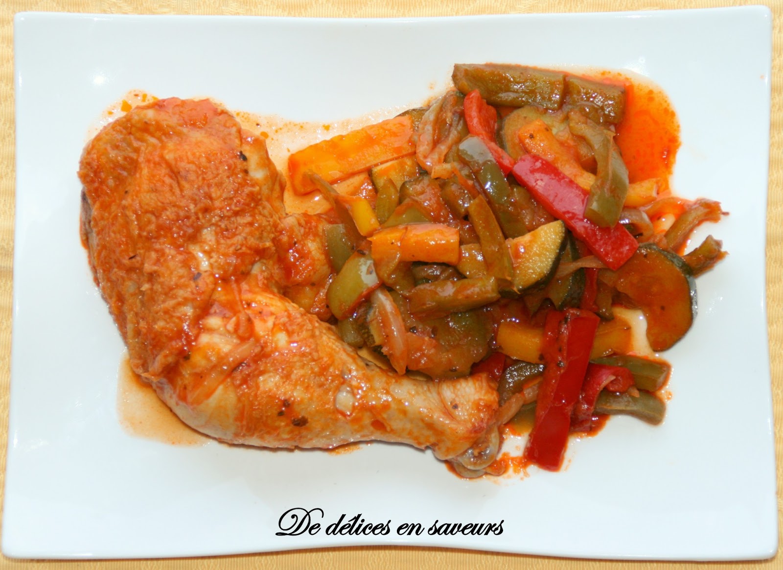 De délices en saveurs: Cuisses de poulet aux courgettes, poivrons et ...
