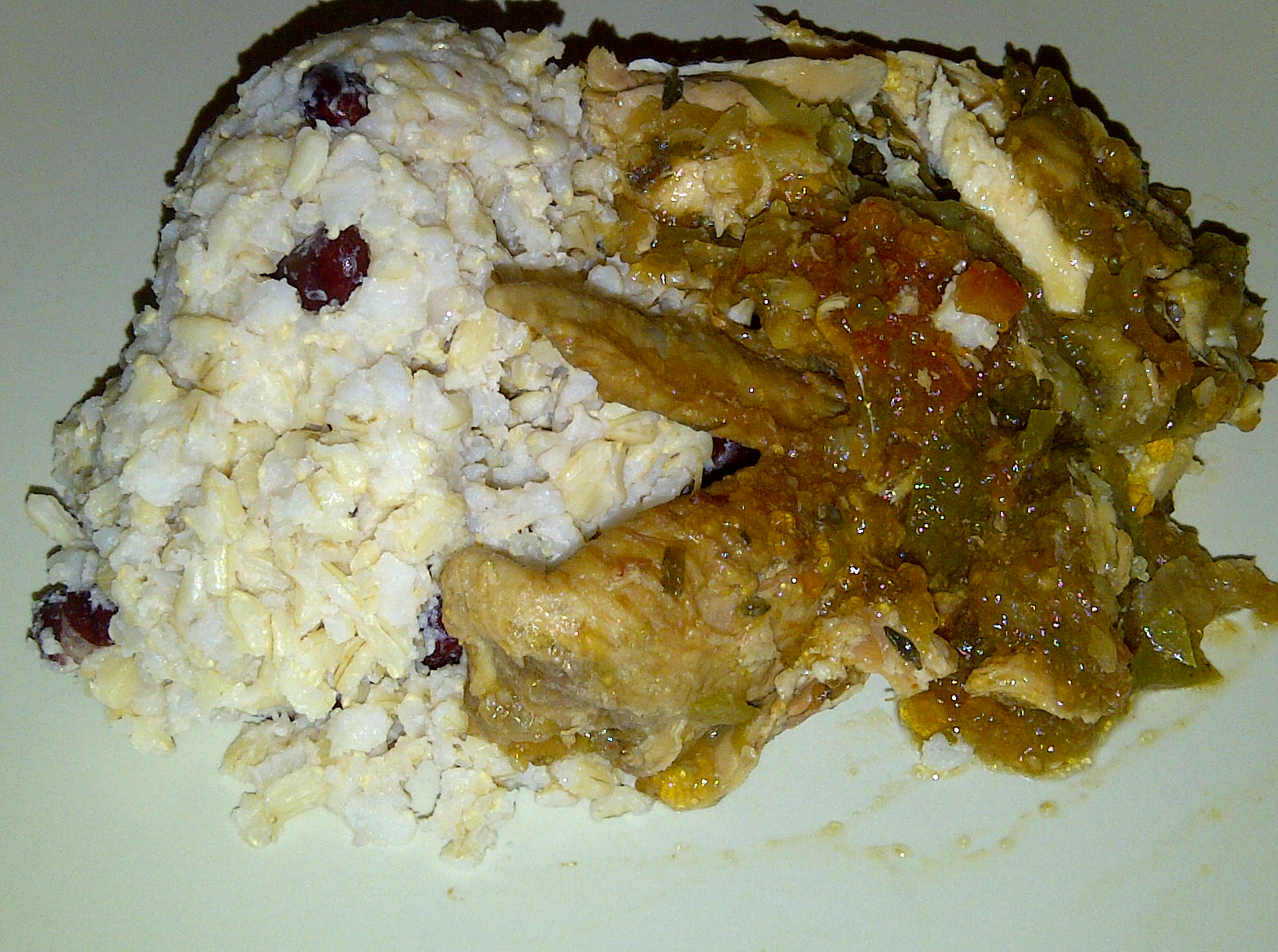 Jamaican Brown Stew Chicken with Rice and Peas