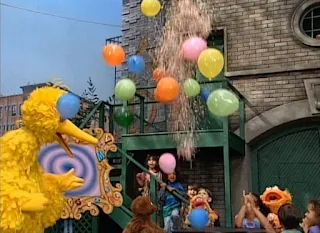 Baby bear just can say the alphabet. Big Bird congratulates Baby Bear.. Sesame Street Do the Alphabet