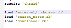 Code in image: load 'external/updatewp.rb'