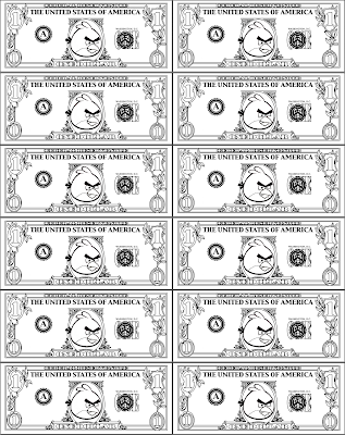 ANGRY BIRDS Play Money Dollar Bill Coloring Page RED Boy Bird Printable Party Favor Craft Pinata Filler