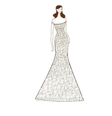 Lace Off Shoulder Wedding Dress plus tulle frill bodice fringe