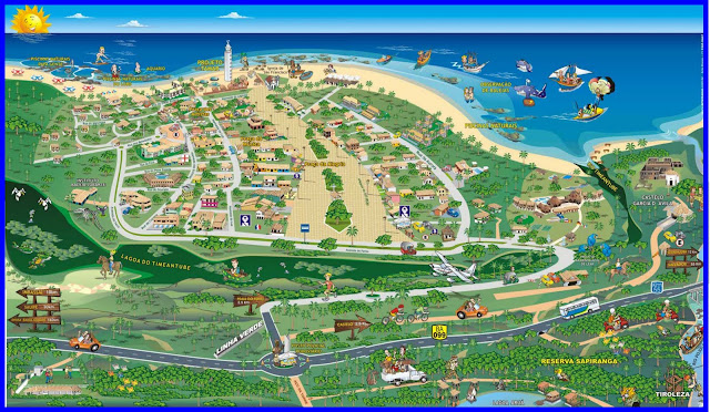 Mapa turístico ilustrado da Praia do Forte - BA